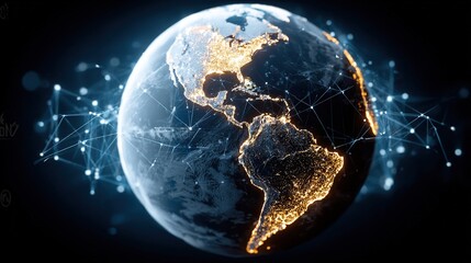 Obraz premium Wide shot of Earth from space at night