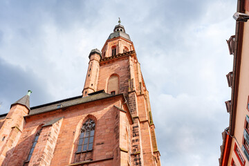 Stunning View of Church of the Holy Spirit in Heidelberg Under Cloudy Sky
