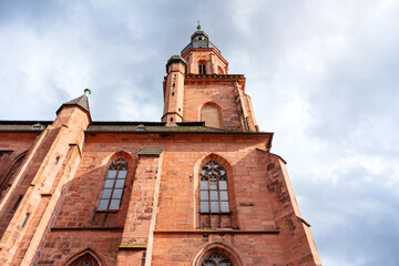 Church of the Holy Spirit Tower Against Dramatic Sky in Heidelberg