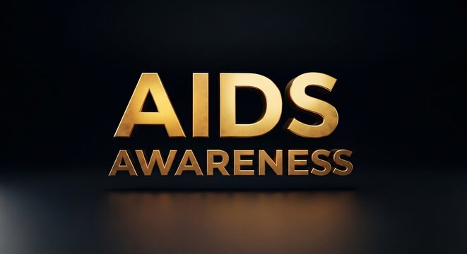 Golden AIDS Awareness text on dark background, a powerful message for global health initiatives and education
