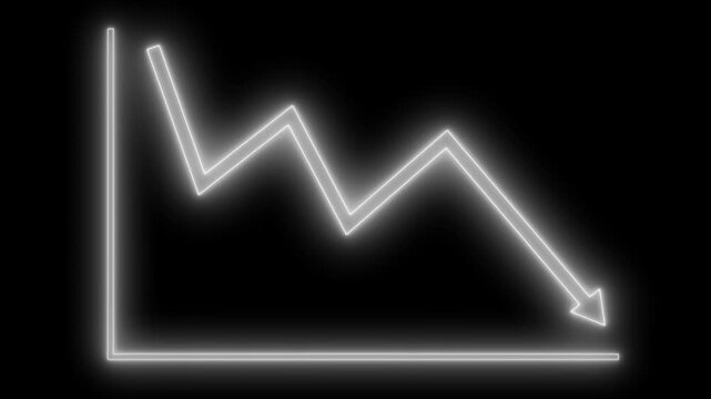 Neon Downward Trend Line Graph Animation