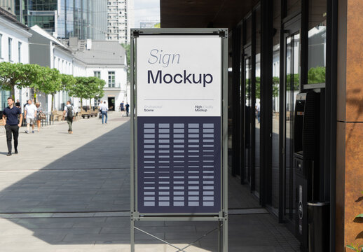 Sign With City On The Background Mockup