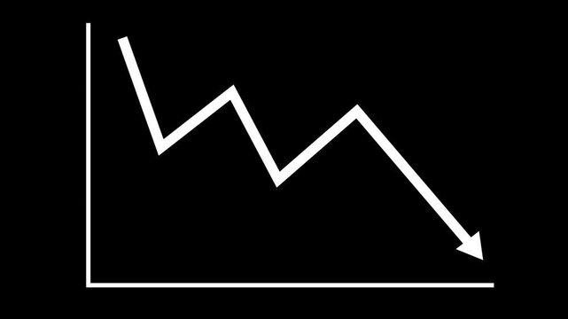 Downward Trend Line Graph, Animated Bar Chart Showing Business Growth Statistics and Financial Report