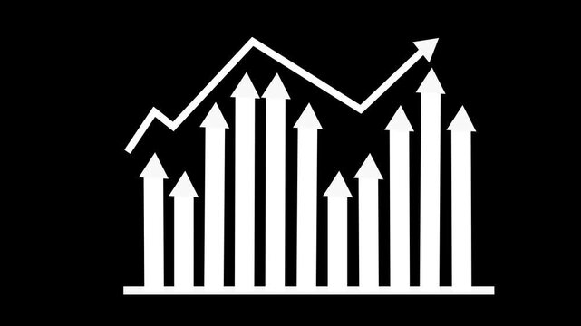 Arrows Indicating Growth and Decline, Infographic Style Business Report with Animated Bar Graph and Charts
