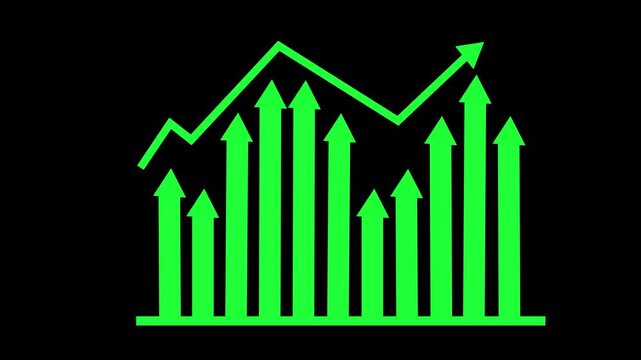 Arrows Indicating Growth and Decline, Infographic Style Business Report with Animated Bar Graph and Charts