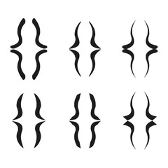 Abstract curly braces. Geometric line ornaments. Black Vector symbol. Decorative punctuation elements. EPS 10.