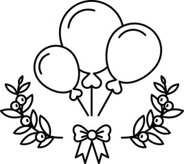 Three balloons are tied together with a ribbon