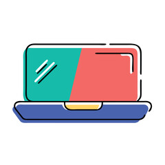 Laptop Illustration with Split Screen Display and Rounded Edges for Modern Technology or Design Projects Concept