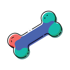 Colorful Cartoon Bone Illustration Whimsical Design for Pet Products Veterinary Themes Fun Playful Image with Modern Artistic Style