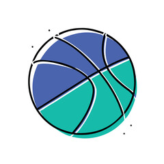 Stylized Basketball Artwork Cool Toned Illustration Vibrant Colors Distinct Outlines Modern Artistic Representation A Unique Spin