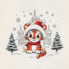 cute animal card with Christmas theme