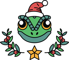 A frog with a hat on its head and a star in the background