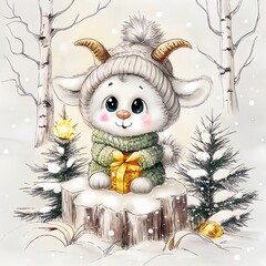 cute animal card with Christmas theme