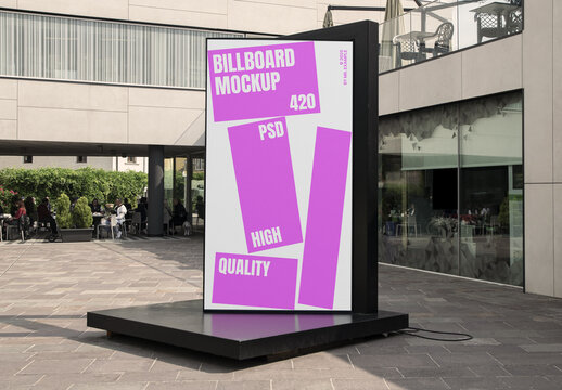 Front View Vertical Billboard Mockup