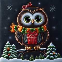 cute animal card with Christmas theme