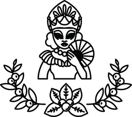 A woman is holding a fan in her hand