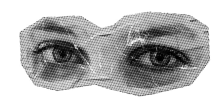a eyes retro halftone with transparent background