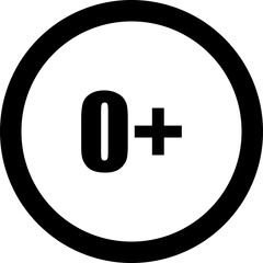 0+ Age Restriction Symbol on White Circle
