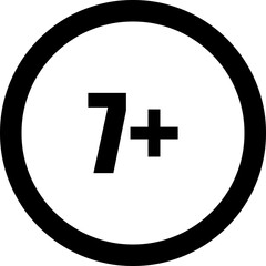 7+ Age Restriction Symbol on White Circle