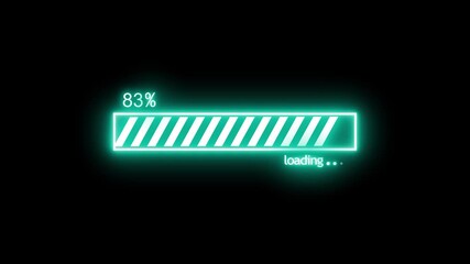 Neon Progress Bar Animation with Futuristic Light Glow for HUD Elements - Powered by Adobe