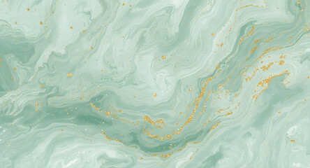 Elegant Mint Green Marble Texture with Golden Glitter Accents