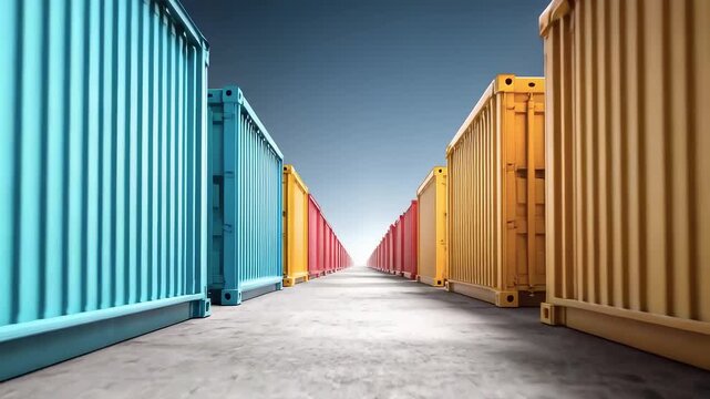 Colorful Containers Arranged Extending to the Distance