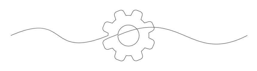 Gear continuous line drawing with wave