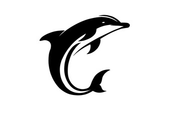 silhouette of a jumping dolphin, vector illustration

