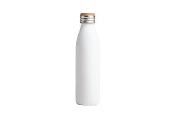Sleek, modern stainless steel water bottle on a white background, perfect for eco-friendly hydration.