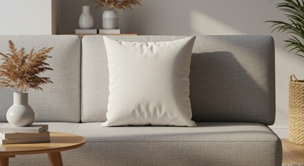 Empty Cushion Template on a Sofa with Natural Light