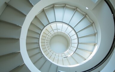 Fototapeta premium Spiral staircase viewed from above with modern design.