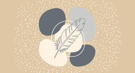 Delicate Line Art Feather with Detailed Veins and Soft Aesthetic Design.