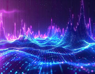 Abstract Purple And Blue Digital Landscape