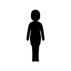 Simple silhouette of a figure representing a person with standard proportions wearing clothes