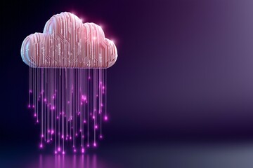 A cloud with purple lights falling from it