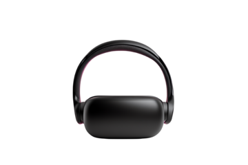Stylish black virtual reality headset on a white isolated background.