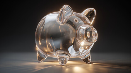Elegant Transparent Piggy Bank Stands For Investment And Financial Saving Future