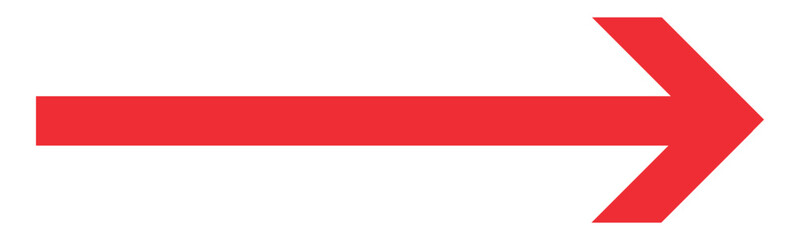 Red arrow pointing right. Arrow shape element
