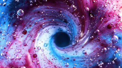 Abstract vortex of blue and red swirls with floating bubbles creating a colorful artistic backdrop, vibrant design element. - Powered by Adobe