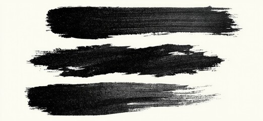Three horizontal black paint strokes on white background, varying in width and texture (1)