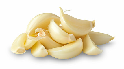 Garlic Cloves Isolated on White - Culinary Ingredient Stock Photo