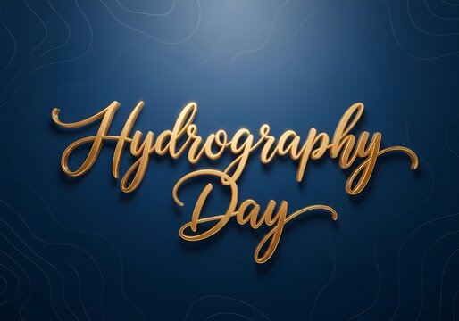 Celebrating hydrography day with elegant gold script on blue background for special event design