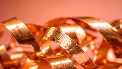 Polished Copper Ribbons with Rosy Gradient