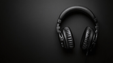 High-Quality Studio Headphones on a Minimalistic Dark Background	