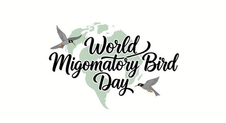 Obraz premium World migratory bird day celebration design featuring flying birds and earth illustration for awareness campaigns