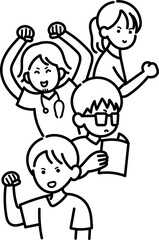色々な研修医のイラスト　線画のみ