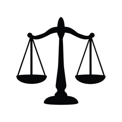 Black Silhouette of Justice Scales Standing for Law, Balance, and Fairness