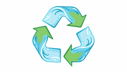 Obraz premium Recycled water symbol, circular arrows, flowing water, environmental conservation.