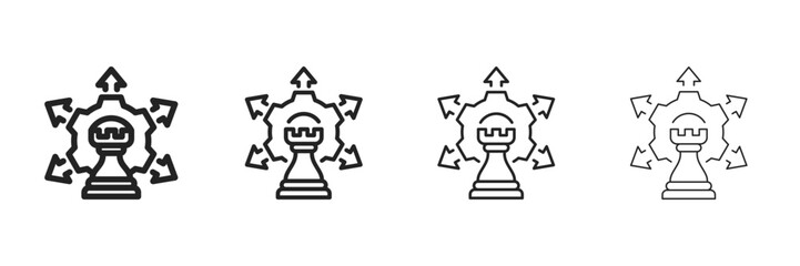 Strategy Icon Set With Multiple Line Styles Vector Illustration 