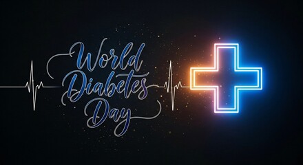 Raising awareness for World Diabetes Day with vibrant neon heart and pulse graphic